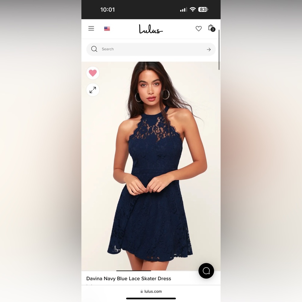 Elegant Navy Lace Halter Dress